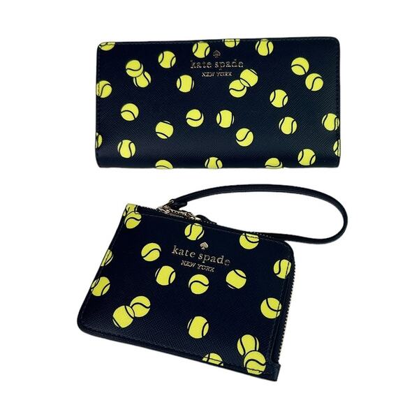 Kate Spade Tennis Toss Large Slim Bifold Wallet and - Picture 1 of 12